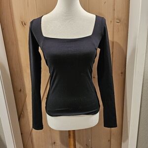 Black square neck Free People long sleeve top (S)